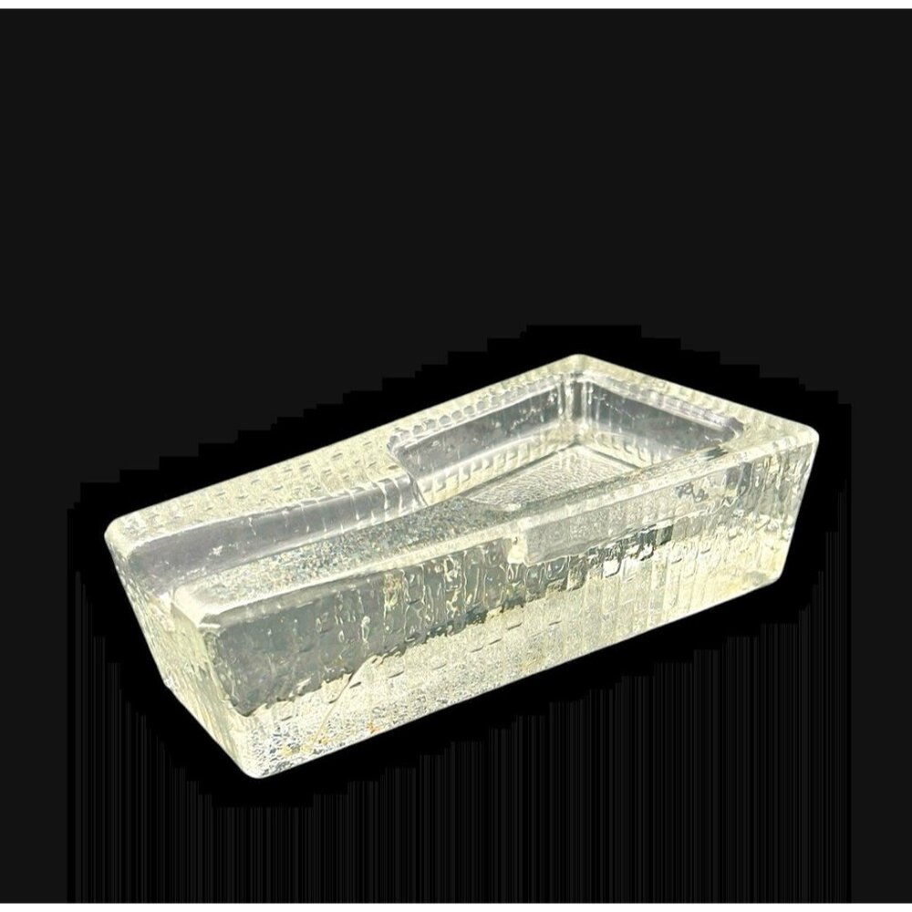 Vintage Crisa Libbey Mid-Century MCM Clear Glass Block Cigar Ashtray/Pipe Rest